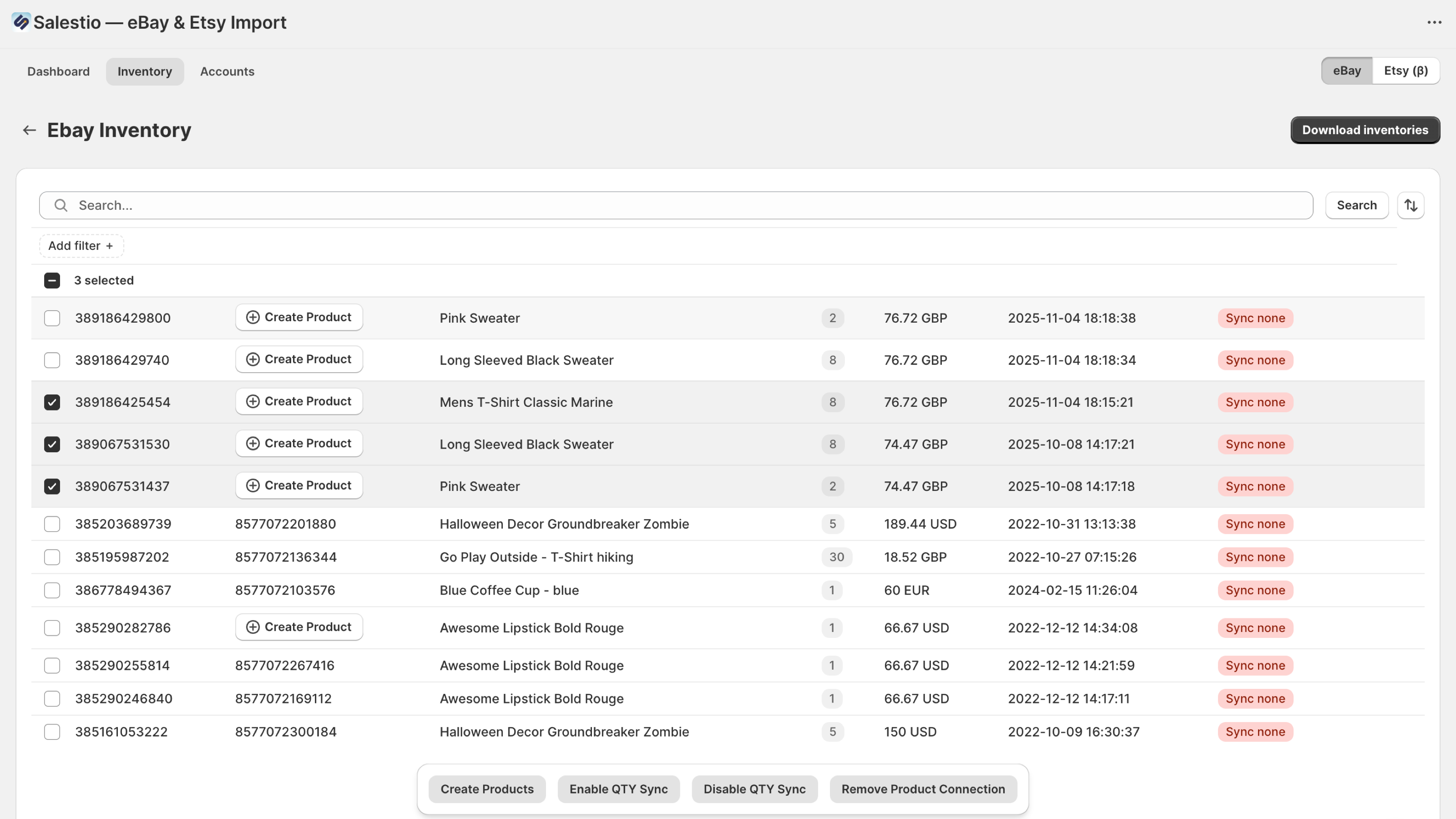 Bulk import products