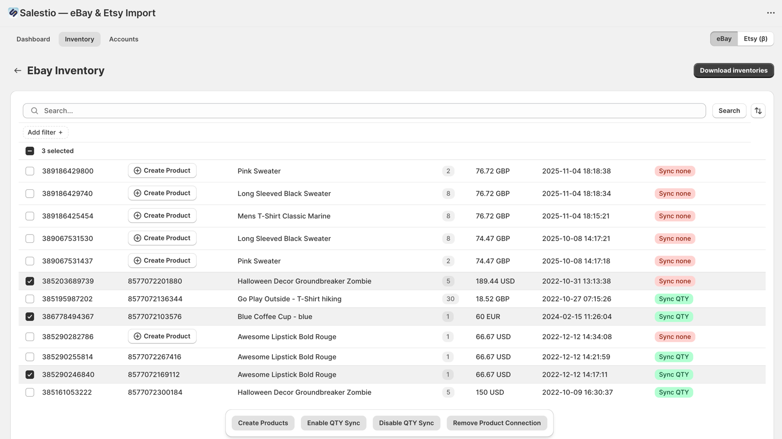 Bulk import products