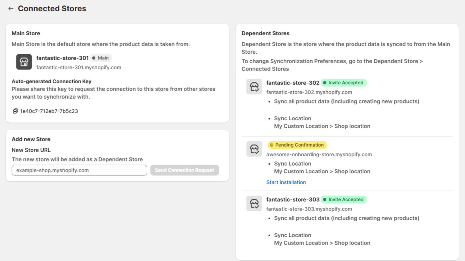 Connect Shopify stores